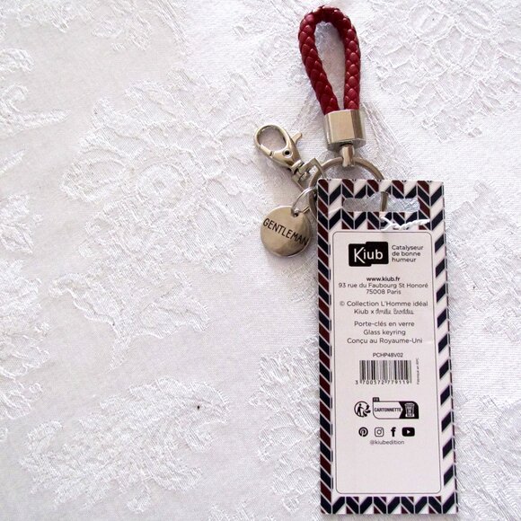 "GENTLEMAN" KEYCHAIN GIFT, KIUB NWT BRAIDED LOOP w FOBS, KEY RING MEN'S PRESENT - Picture 7 of 7